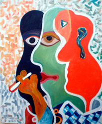 Francisco Pérez Soto, «No fumar», óleo sobre tela.