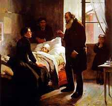 Arturo Michelena, «El niño enfermo», óleo sobre tela, 1886.