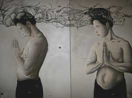Carlos Grant, «Los esclavos del pensamiento», óleo sobre tela, 2012.