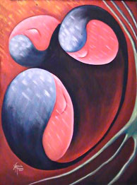 Juan Alfredo Ramos Enríquez, «Embriones», óleo sobre tela, 2010.