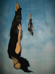 Carlos Grant, «En picada», técnica mixta sobre tela, 2012.