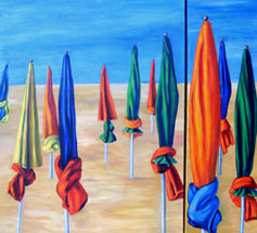Cecilia Fernandez de Arrospide, «Sombrillas de Deauville», óleo sobre tela, 2012.