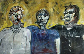 Caglez González Rodriguez, «Fumadores», óleo sobre tela, 2011.
