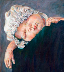 Dorian Florez, «Paternidad 15», óleo sobre tela, 2011.