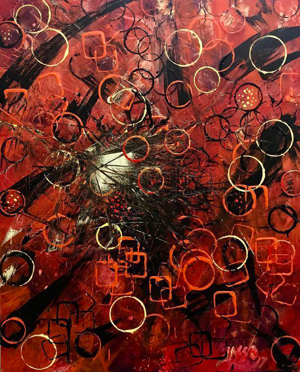 JASSO, «Destellos en la sombra», óleo sobre tela, 2017.