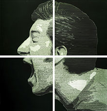 Elena Poblete, «Grita, crea, grita, imprime, grita...», óleo sobre tela, 2011.