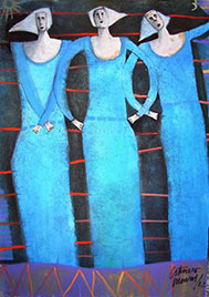 Arturo Morín, «Tres Marías», óleo sobre papel, 2012.