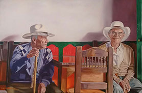 Carlos Alberto Valencia López, «Descanso merecido», óleo sobre tela, 2016.