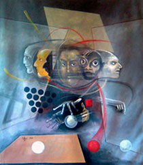 Ezequiel Eduardo Calleja Pérez,«En busca de lo desconocido», acrílico sobre tela, 2011.
