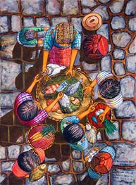 Juan Fermín González Morales, «Vendedor de pollos», óleo sobre tela, 2000.