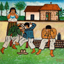 Lorenzo Gonzalez Chavajay, «Muchachos peleando» óleo sobre tela, 1995.