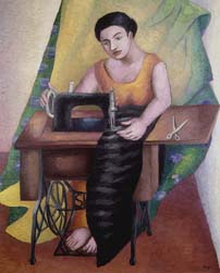 Agustín Lazo, «La costurera» óleo sobre tela, ca. 1942-1945.