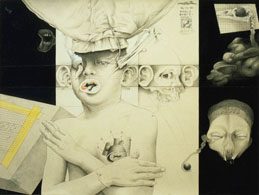 Arturo Rivera, «Niño orejas», grafito y temple sobre papel, 1984.
