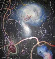 Raymundo Garza Lozano, «Pulso cósmico», óleo sobre tela, 2009.
