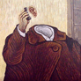 Arístides Hernández Guerrero, «Autorretrato con celular», óleo sobre tela, 2002.