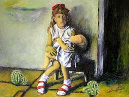 Guadalupe Alonso, «Las sandalias rojas», óleo sobre tela, 2005.