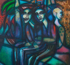 Carlos Tato Ayress Moreno, «Tres hermanos», acrílico sobre tela, 2001.