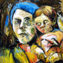 Patricio Gancino, «Madre con hijo en una tarde de primavera», óleo sobre tela, 2012.