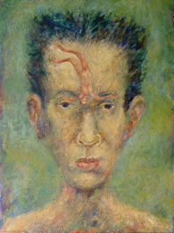 Arturo Rodríguez, «Autorretrato» óleo sobre papel, 1986.