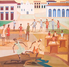 Clovis Graciano, «Pátio de colegio», óleo sobre tela, 1968.