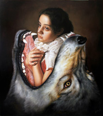 José Luis López Galván, «En la boca del lobo», óleo sobre tela, 2012.