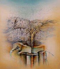 Ignacio Salazar, «Árbol Bodhi en el desierto», óleo sobre tela, 2011.