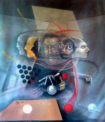 Ezequiel Eduardo Calleja Pérez, «En busca de lo desconocido», acrílico sobre tela, 2011.