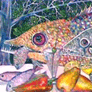 Amado González Cordero, «Bodegón con pescados», técnica mixta sobre tela, 2014