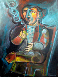 Enrique Aravena Aravena, «Fumador», óleo sobre tela, 2011.