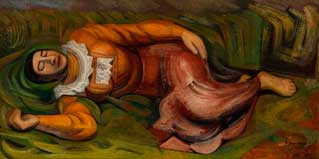 David Alfaro Siqueiros, «Mujer Dormida», óleo sobre tela, 1947.