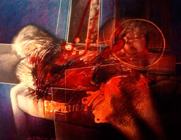 Jesús A. Pérez, «Se dilata y fluye mi corazón», acrílico sobre tela, 2009.