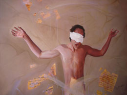 Octavio Nieto Hernández, «Notas rotas», óleo sobre tela, 2012.