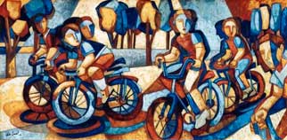 Aida Emart, «Ciclistas», acrílico sobre tela, 2006.