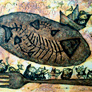 Ronald Espinosa Nieto, «Pescando hambre», técnica mixta sobre tela, 2007.