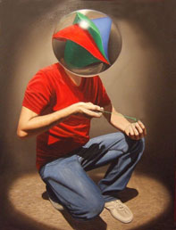 Cesar Plascencia, «Reflexión, absorción y transmisión», óleo sobre tela, 2013.