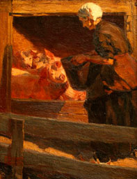 Fernando Fader, «La comida de los cerdos», óleo sobre tela, 1904.