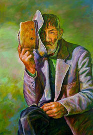 Francisco Riaño, «Loco del pueblo», óleo sobre tela, 2012.