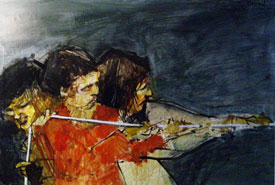 Claudio Chanquet Rodrigo, «Tiren!», acrílico y esmalte sobre tela, 2011.