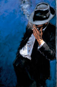 Fabián Pérez, «Hombre de traje negro», óleo sobre tela.