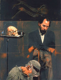 Arturo Rivera, «El cirujano y el pintor» óleo sobre madera, 1999.