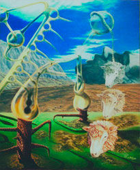Mariano Prado Vargas, «Laboratorio clónico», óleo sobre tela, 2006.