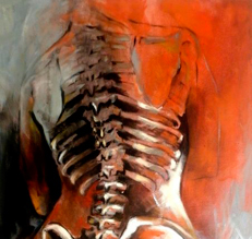 Alesia Lund Paz, «Huesos 1», detalle, óleo sobre tela, 2011.