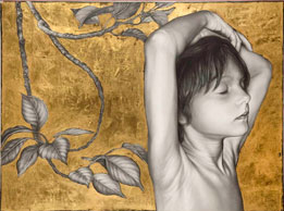 Sarah Petruzzi, «Sín título», grafito y oro sobre papel, 2009.