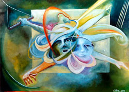 Ezequiel Eduardo Calleja Pérez, «Energía cíclica», óleo sobre tela, 2003.