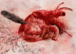 Santiago Caruso, «Eros & Psique», tinta sobre cartón enyesado, 201.6