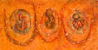 G. A. Gamarro, «Embriones», óleo sobre madera, 2009.