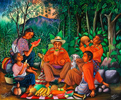 Mario González Chavajay, «Pequeño descanso», óleo sobre tela, 2009.