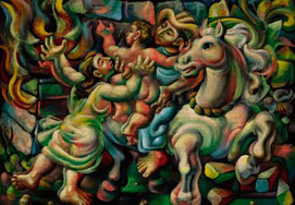 Mario Carreño, «Fuego en batey», óleo sobre tela.