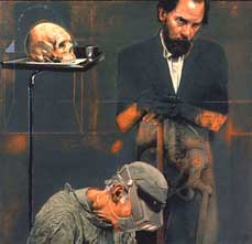 Arturo Rivera, «El cirujano y el pintor», detalle, óleo sobre madera, 1999.