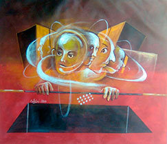 Ezequiel Eduardo Calleja Pérez, «Cabezas orbitantes», acrílico sobre tela, 2011.